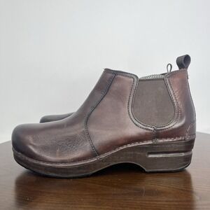 Dansko Frankie Boots Women's 41 / 10.5 Brown Leather Comfort Clog Block Heel
